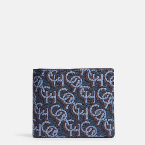 COACH MEN LEATHER WALLET BLUE MONOGRAM